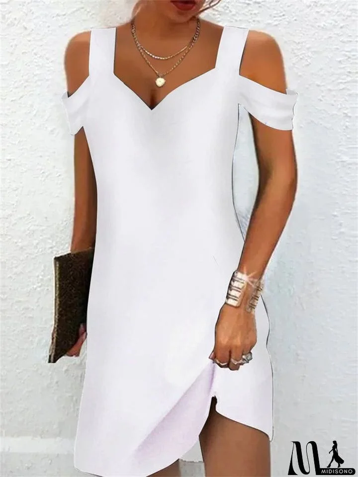 MidiSono - Summer Sexy Ladies V Neck Off Shoulder Print Trendy Dress