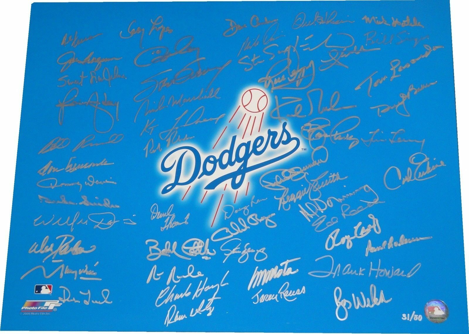 Dodgers 50th Anniversary Signed 16x20 Photo Poster painting Tommy Lasorda Gibson Lopes Yeager/50