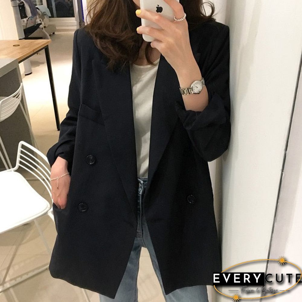 GOOHOJIO New Autumn Blazer Women Jackets Solid Oversized Office Ladies Blazers Long Sleeve Temperament Vintage Coats Women