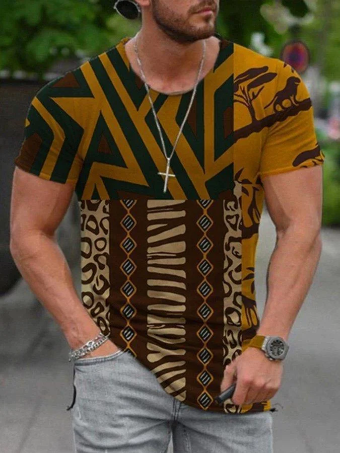 Men's New Fashion Printed Simple T-shirt