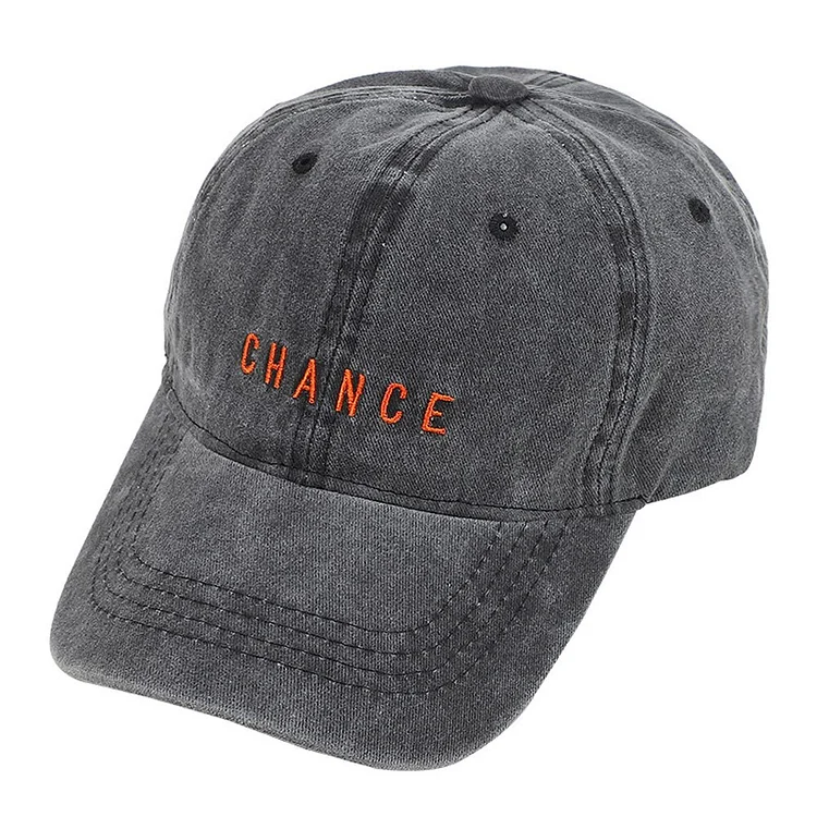 Chance Letter Embroidery Baseball Cap Soft Cotton 6 Panel Hat Simple Washed Cotton Dad Hats Retro Street Style Hip Hop Caps