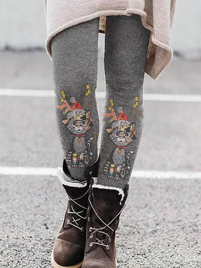 Christmas Reindeer Printed Leggings