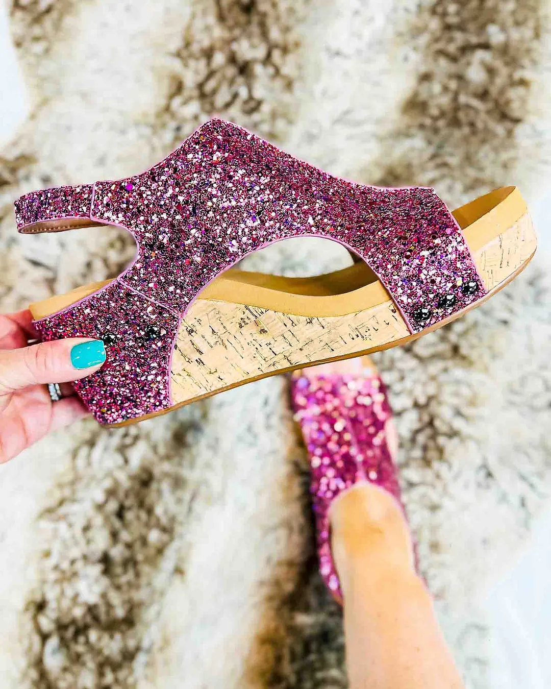Melarey Mid Heel Glitter Sandals