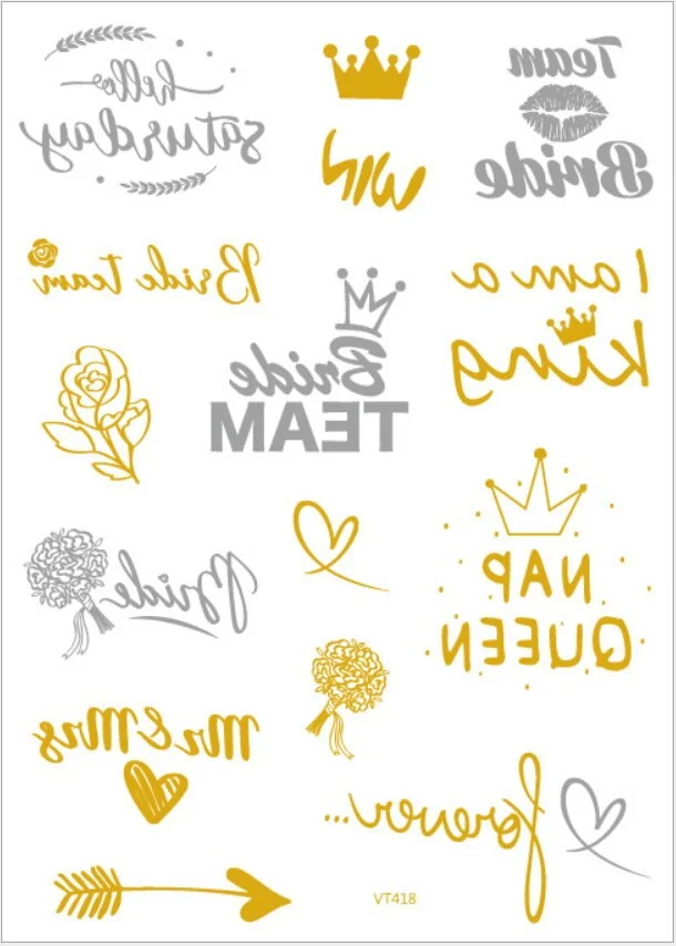Sdrawing temporary tattoo sticker henna choker flower butterfly metal sexy women bride tribe flash metallic gold silver tattoo