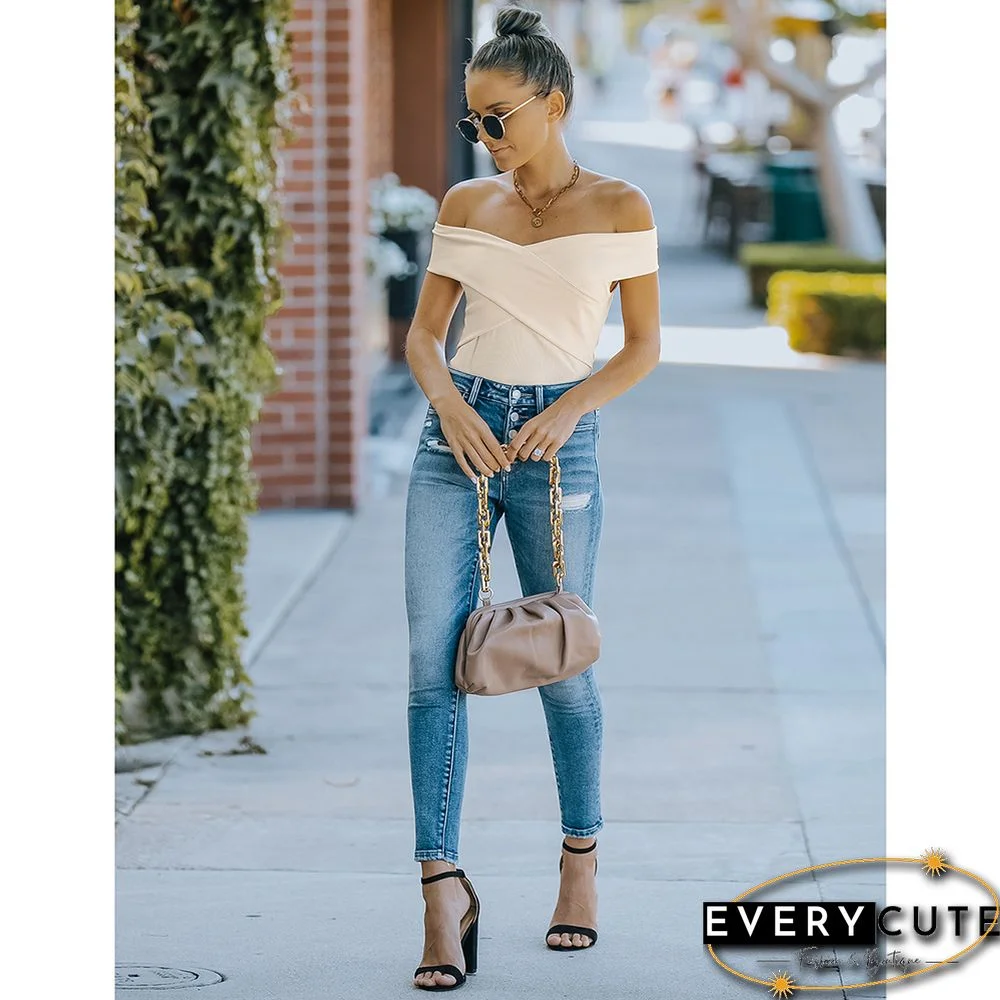 Apricot Slim Fit Off Shoulder Blouse