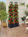 4 Tier Planter Stake Tower with Trellis Tomato Cage Self Watering Indoor Outdoor