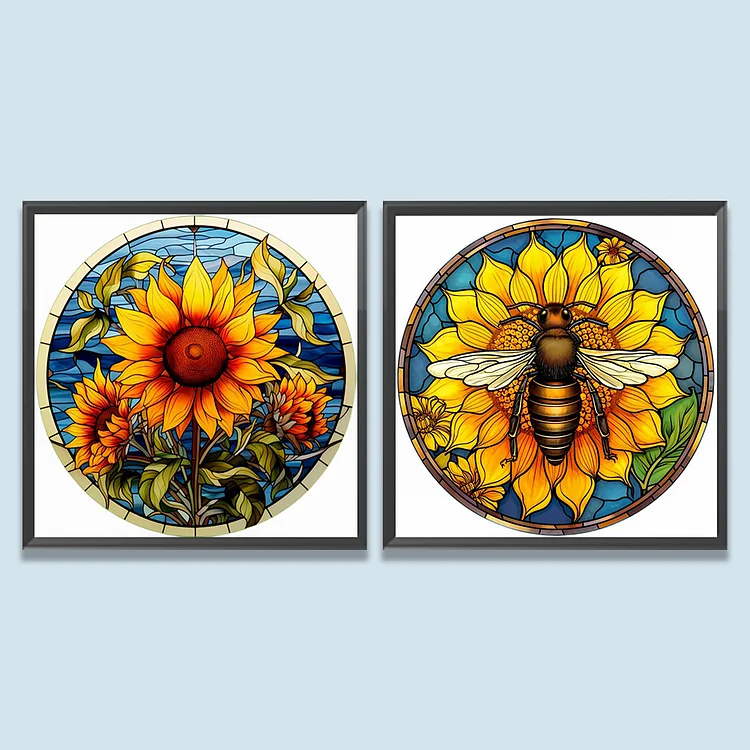 Sunflower Stained Glass - Full Round Drill Diamond Painting -  40*50CM(Canvas)