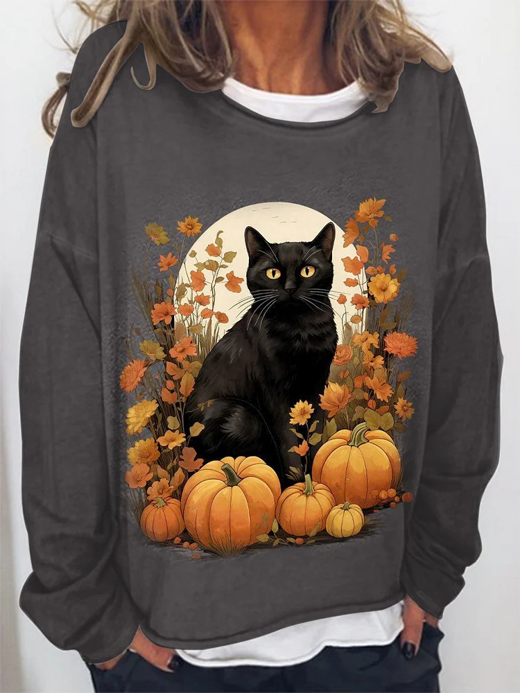 Women's Halloween Cat Casual Sweatshirt