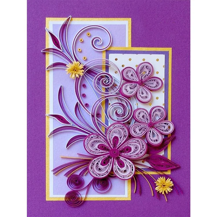 Paper Quilling Purple Flower - Full Round Drill Diamond Painting - 30x40cm(Canvas)