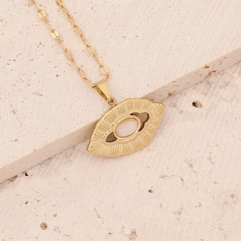 Fashion Portrait Geometric Owl Stainless Steel Plating Inlaid Zircon 18K Gold Plated No Inlaid Pendant Necklace