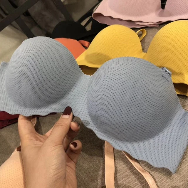DERUILADY Comfortable And Breathable Push Up Bra Sexy Seamless Wireless Bra For Women Soft Gather Bralette Without Steel Ring