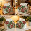 Christmas Poinsettia Butterfly 24cm DIY Diamond Painting Rhinestones Decorative Tissue Box Reusable Crystal Mosaic PU Tissue Holder for Home Car Desk Decoration Craft