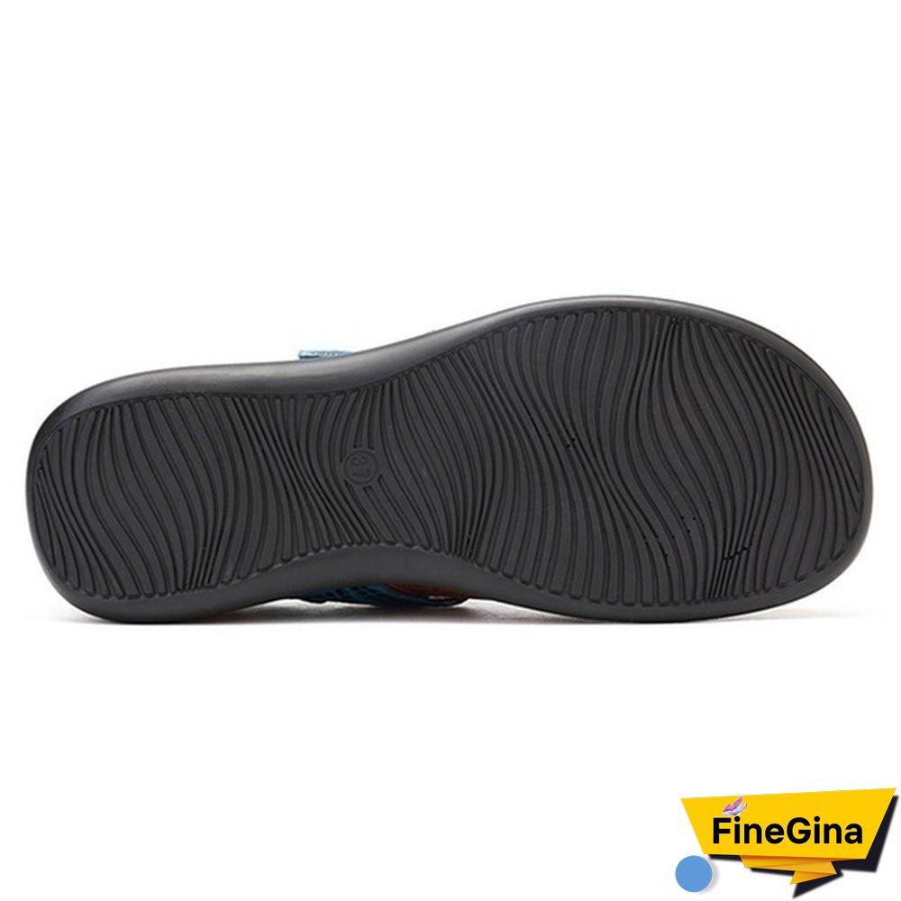 Vintage Floral Genuine Leather Splicing Colored Stitching Hook Loop Flat Shoes Spring Summer Casual Women Flat Shoes（2styles）