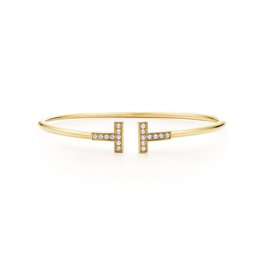 Tiffany T Diamond Wire Bracelet - in 18k Gold