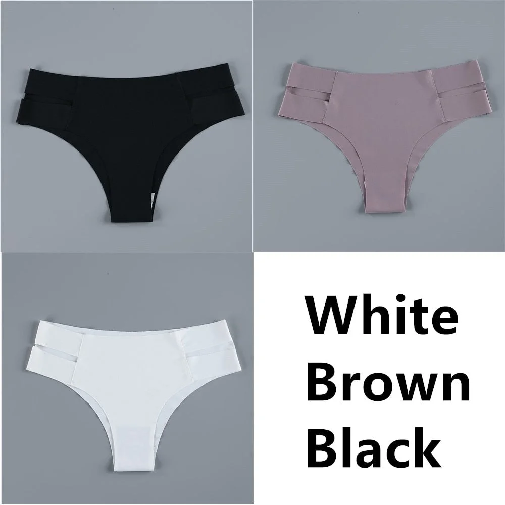 3Pcs Sexy Women Panties Seamless G-String Panties Set Lingerie Hollow Soft Briefs Low Rise Thong Breathable Female Underwear New