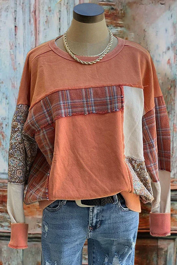 Mixed Check Patch Sweatshirt