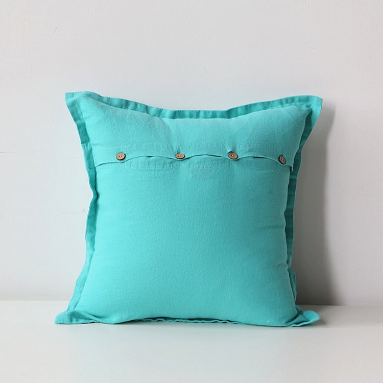 Elegant Green 100% Flax Linen Pillowcases With Shell Button -ChouChouHome