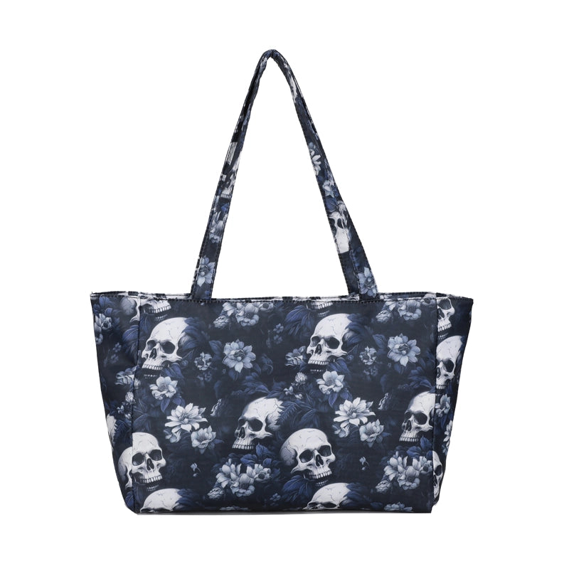 Halloween Women’s Flower Skull Streetwear Square Zipper Shoulder Bag Underarm Bag