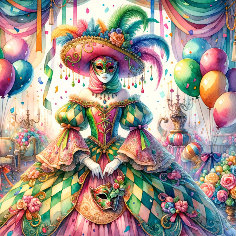 Masquerade Girl 40*40cm(canvas) full round drill diamond painting