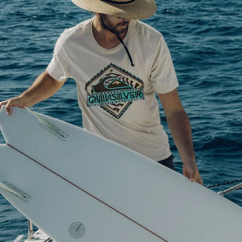 Men's T-Shirt Retro Surf Quiksilver Print Beach Vacation Casual Tee、、URBENIE