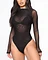 Buyerint Bodysuits High Neck Bodycon Jumpsuit See Through Romper Black Beige NEW Sexy Mesh See Through Bodysuit Women Long Sleeve Sheer