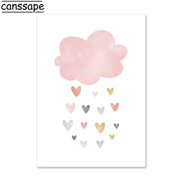 Custom Name Art Painting Cloud Rainbow Sun Canvas Posters Kids Poster Pink Nursery Print Nordic Wall Picture For Girl Room Decor
