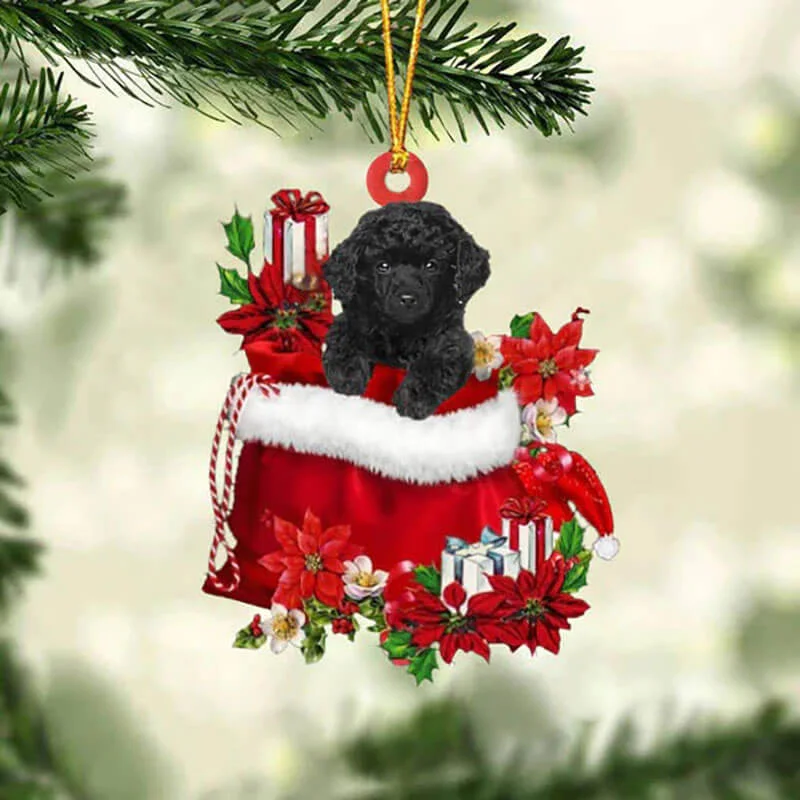 VigorDaily Poodle In Gift Bag Christmas Ornament GB004