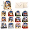 12Pcs DIY Pearl Diamond Painting Christmas Cards, 3D Greeting Card Craft Kits with Resin Pearls, Handmade Holiday Cards for Adults, Christmas Gifts & Decorations