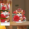 DIY Rose Cat Acrylic Special Shape Diamond Painting Desktop Ornaments