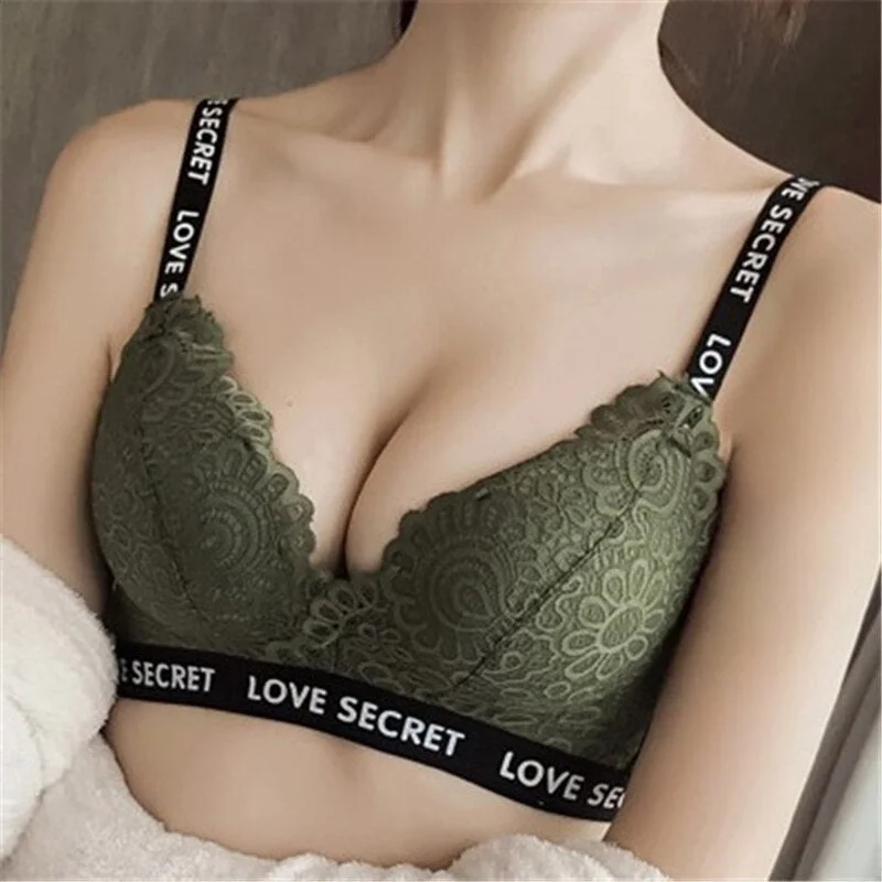 Sexy lace bra push-up bra women's underwear bra 3/4 cup bra fashion underwear soft letter suspenders