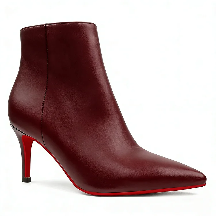 60mm Women's Ankle Boots Closed Pointed Toe Red Bottom Stilettos Booties VOCOSI VOCOSI