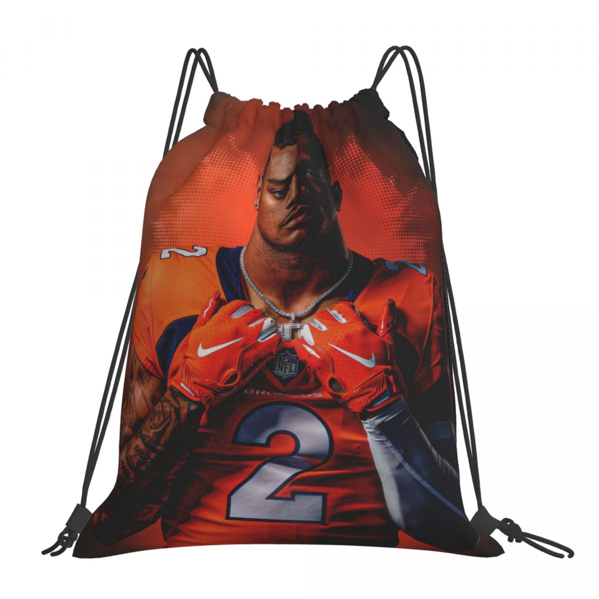 Denver Broncos Pro Bowl Pat Surtain II Waterproof Adjustable Lightweight Gym Drawstring Bag