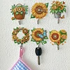 6pcs/set Special-shaped Diamond Painting Wall-mounted Key Hook Kit (Sunflower)