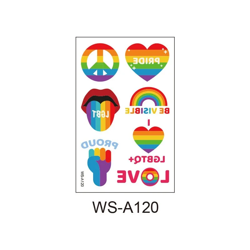 Pride Day Love Colorful Disposable Tattoo Sticker Rainbow Tattoo Sticker