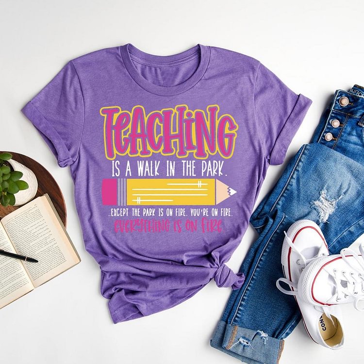 ANB - Teaching Is A Walk In The Park Book Lovers Tee-06696