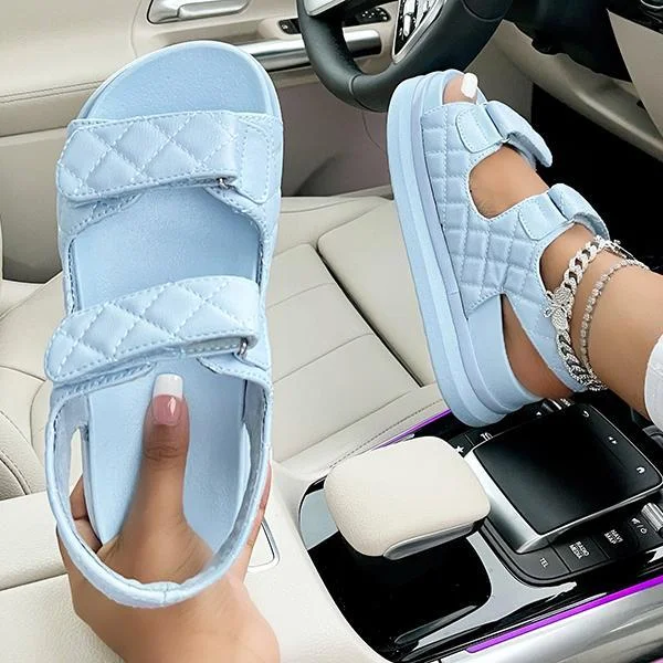 Fashion Diamond Pattern Velcro Sandals