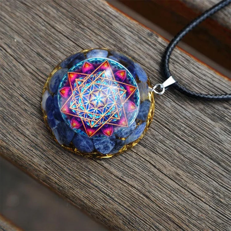Kyanite Metatron's Cube Symbol Necklace