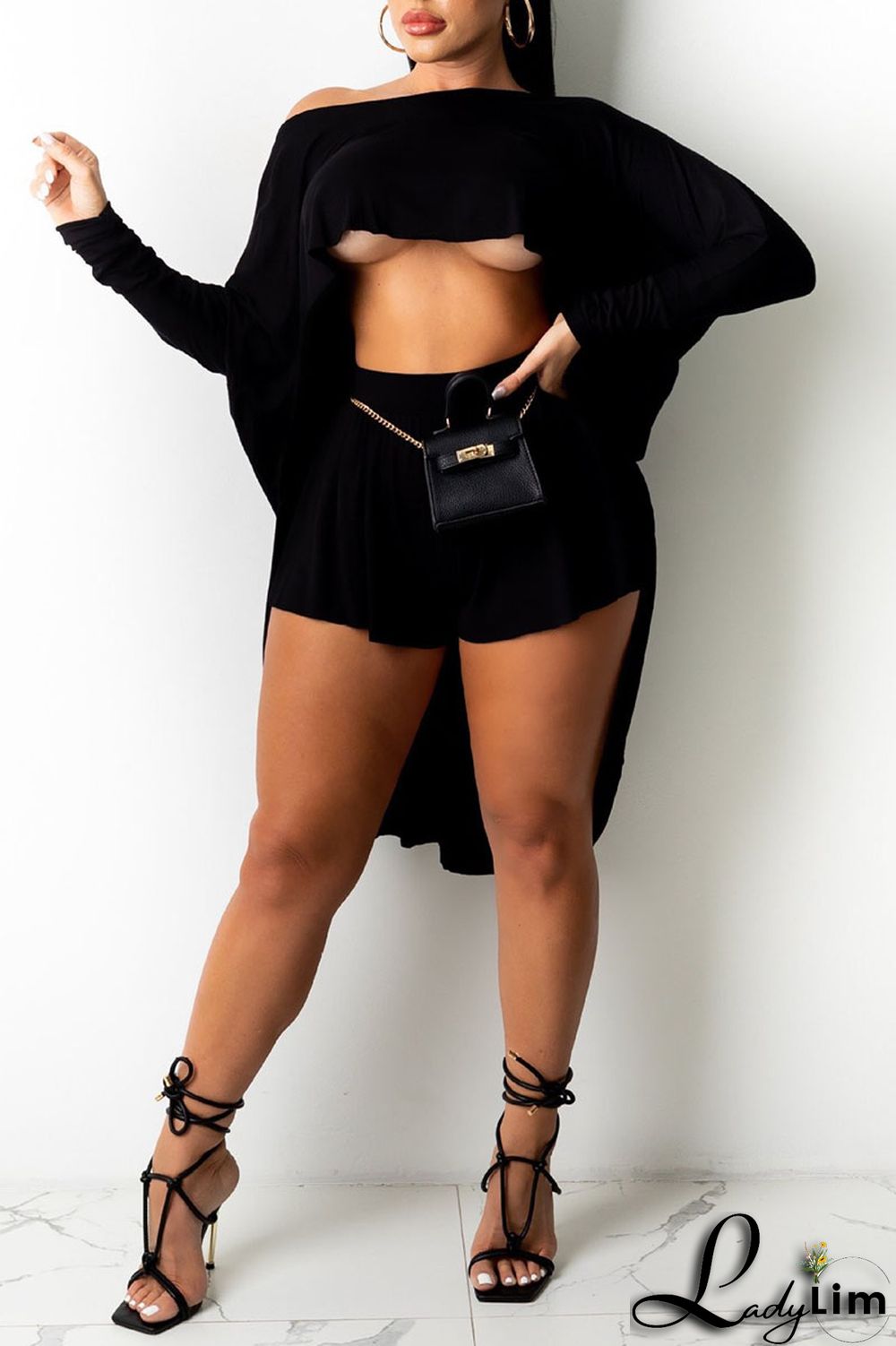 Watermelon Red Casual Street Solid Split Joint Asymmetrical O Neck Long Sleeve Two Pieces