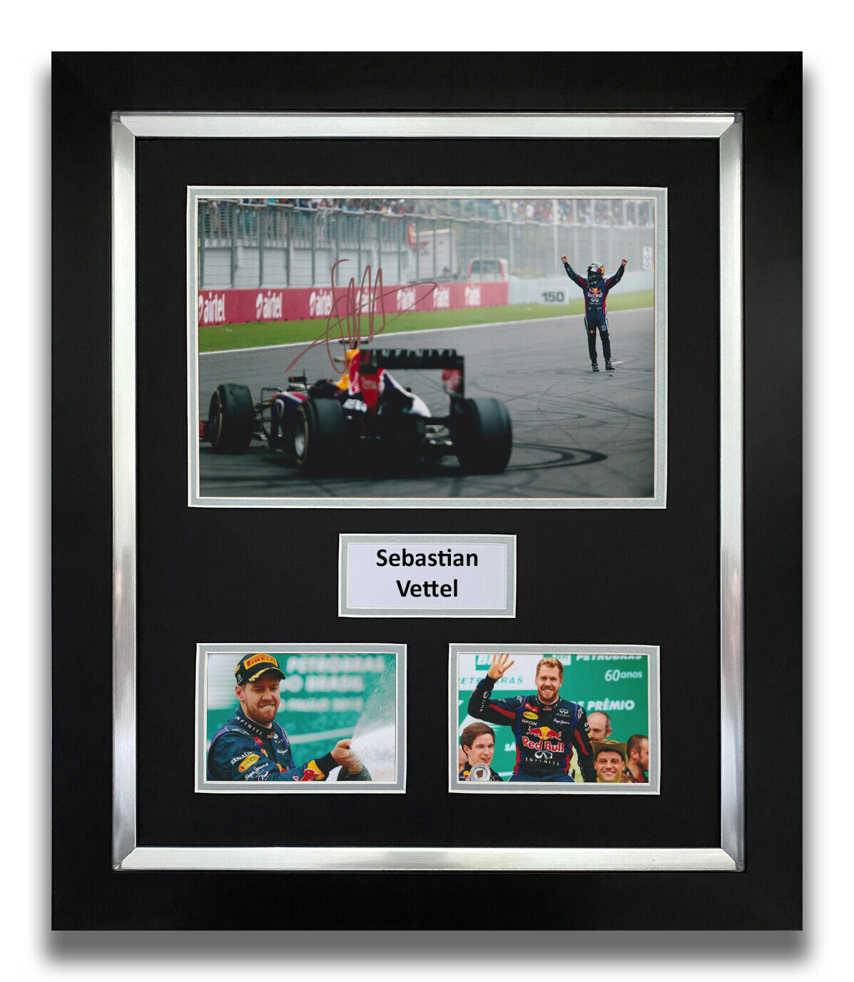 SEBASTIAN VETTEL HAND SIGNED FRAMED Photo Poster painting DISPLAY - FORMULA 1 AUTOGRAPH RED BULL