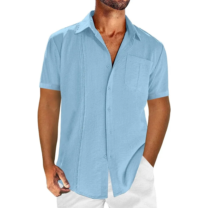 Men's Hawaiian Beach Pocket Short Sleeve Shirt