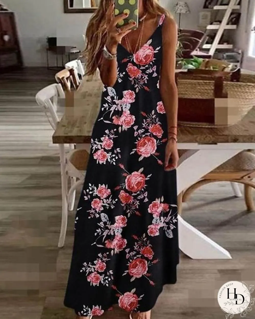 Maxi Long Sleeveless Floral Summer Dress