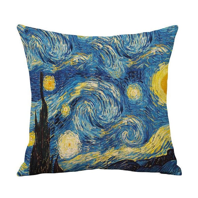 Creative Van Gogh oil print linen pillow case-Mayoulove