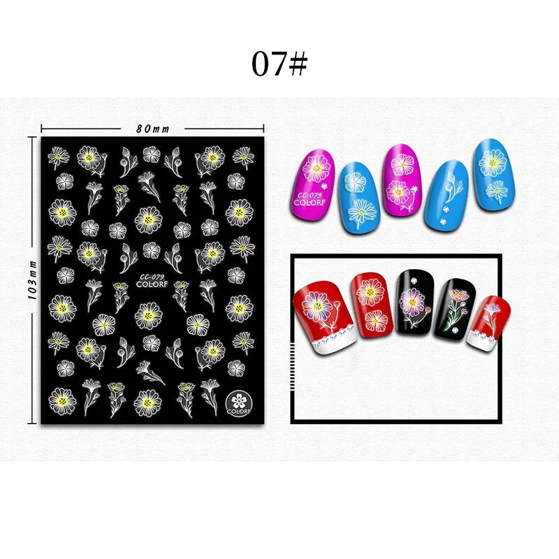 1 Sheet 3D Halloween Nail Sticker Christmas Skull Bone Snake Butterfly Maple Leaf Pattern Decals Manicures 3D Nail Decorations