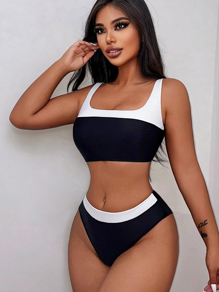 PASUXI Black And White Sexy Swimsuit