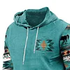 Men's Hoodie Vintage Western Ethnic Aztec Pocket Long Sleeve Plus Size Daily Tops by Inlyline