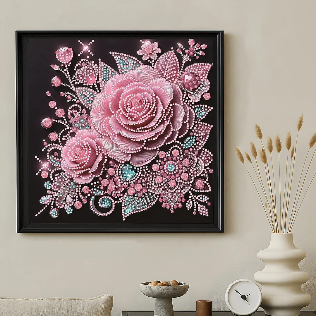 Rose Special Shaped 5D DIY Partial Drill Diamond Painting Kit Home Art 30x30cm