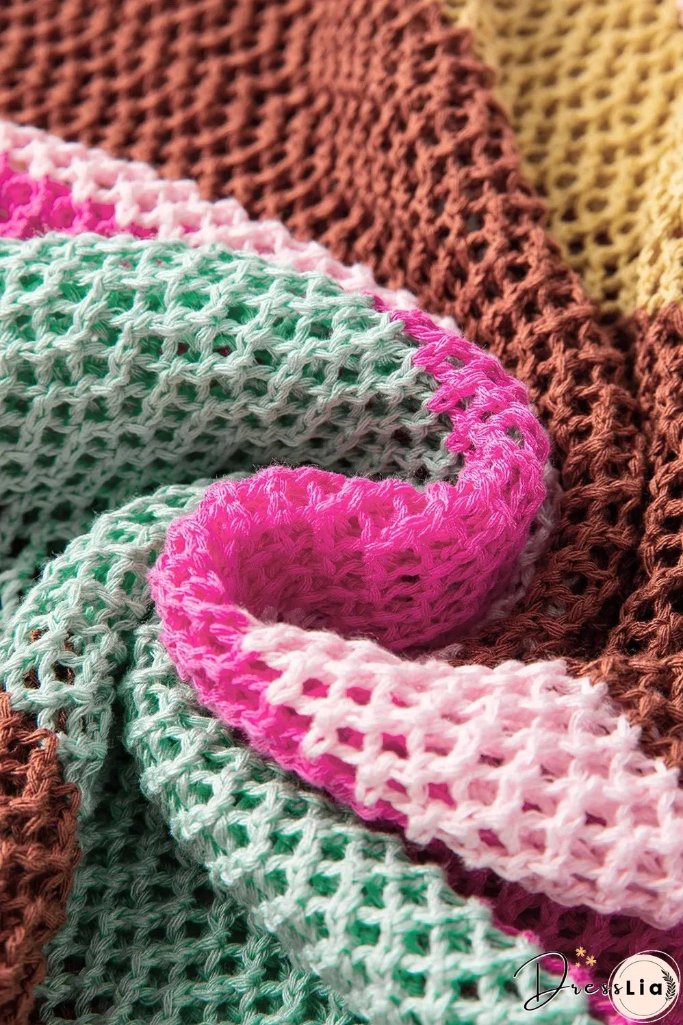 Color Block Round Neck Cap Sleeve Knit Top