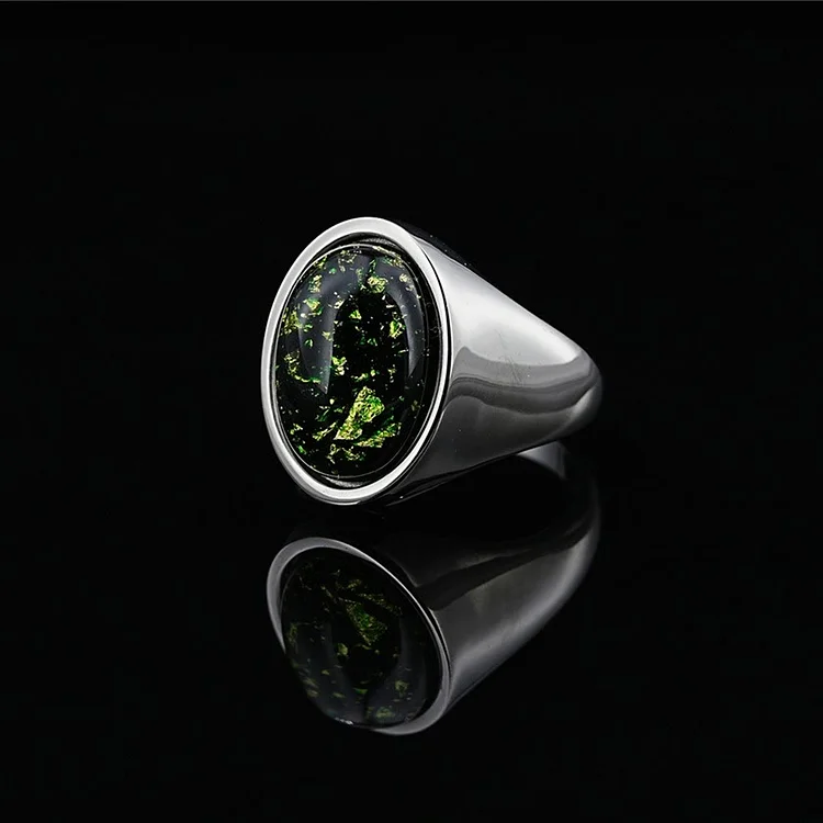 Olivenorma Men's Natural Emerald Ring 