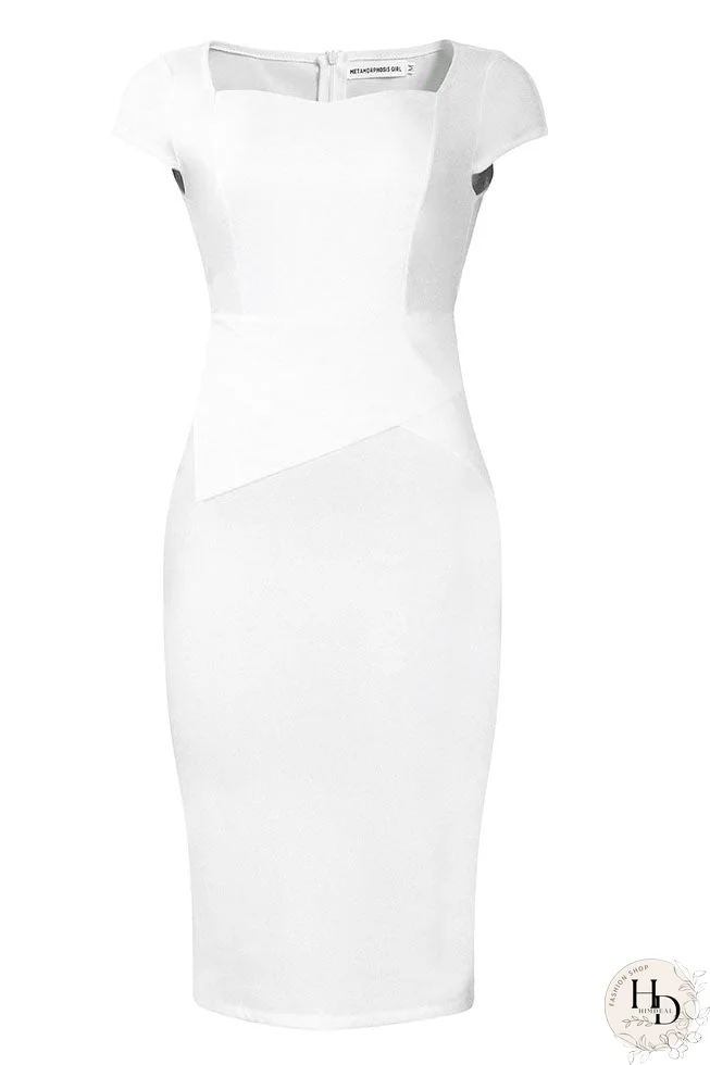 Vestido midi con mangas casquillo rosa hasta la rodilla