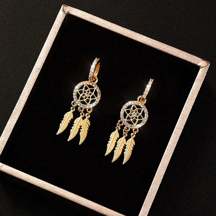 🎁 Dreamcatcher Golden Earrings